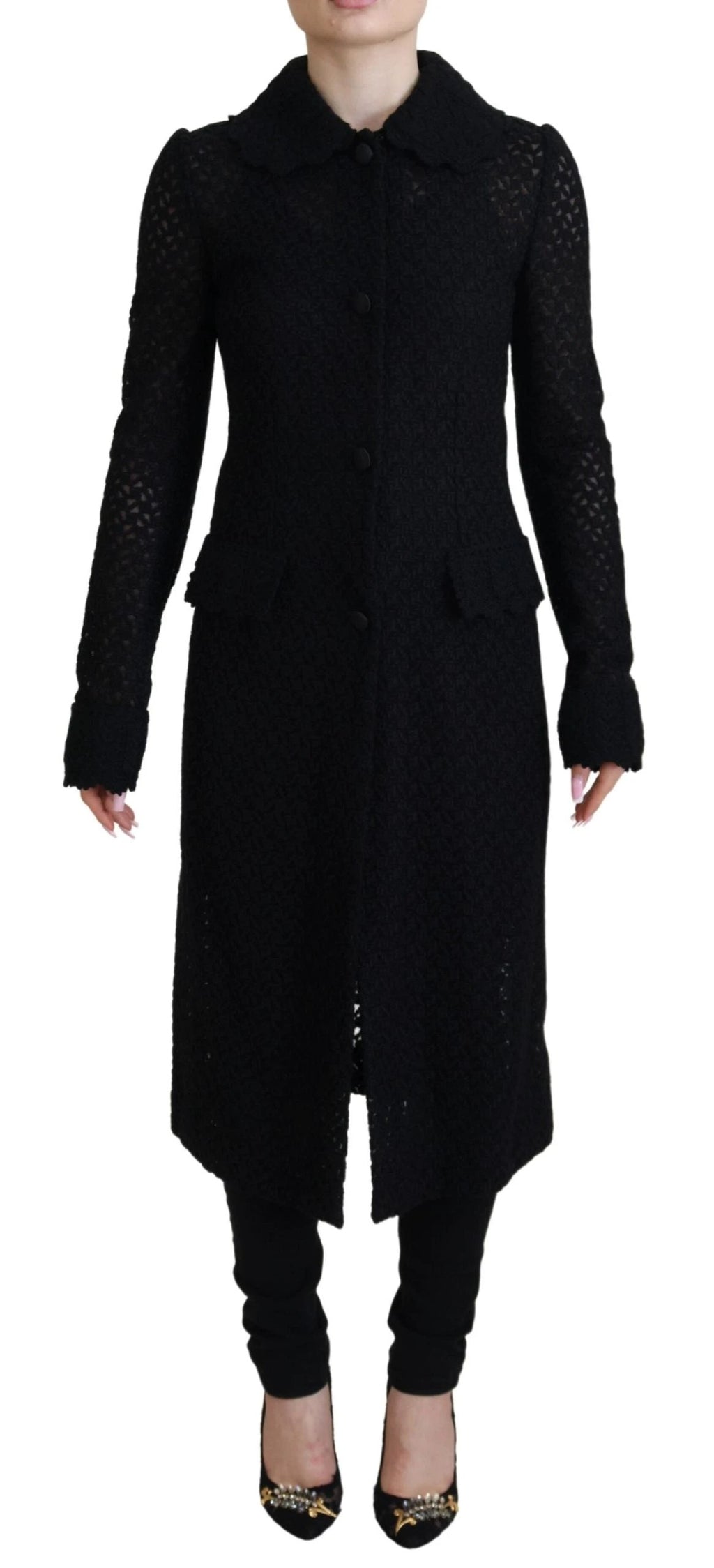 Dolce & Gabbana Black Button Down Long Blazer Cotton Jacket by Dolce & Gabbana