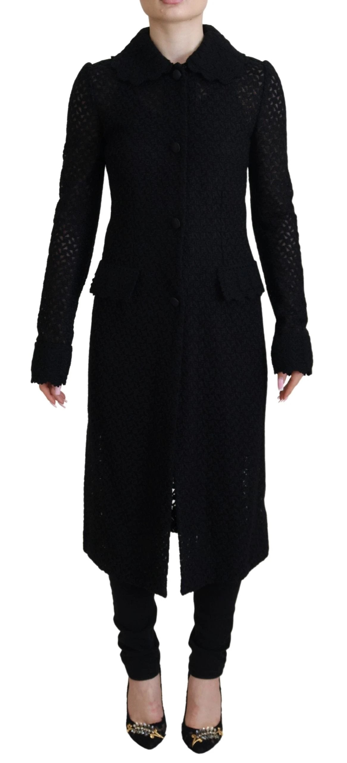Dolce & Gabbana Black Button Down Long Blazer Cotton Jacket by Dolce & Gabbana