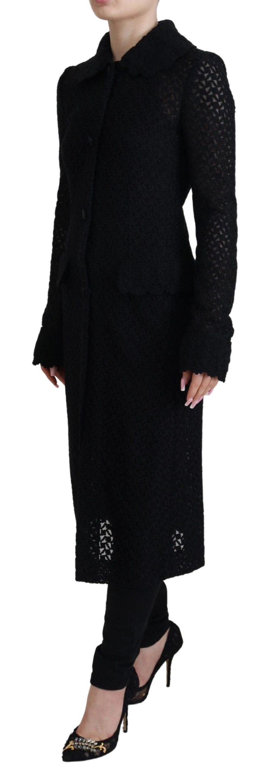 Dolce & Gabbana Black Button Down Long Blazer Cotton Jacket by Dolce & Gabbana
