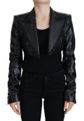 Dolce & Gabbana Black Long Sleeves Crop Blazer Cotton Jacket by Dolce & Gabbana