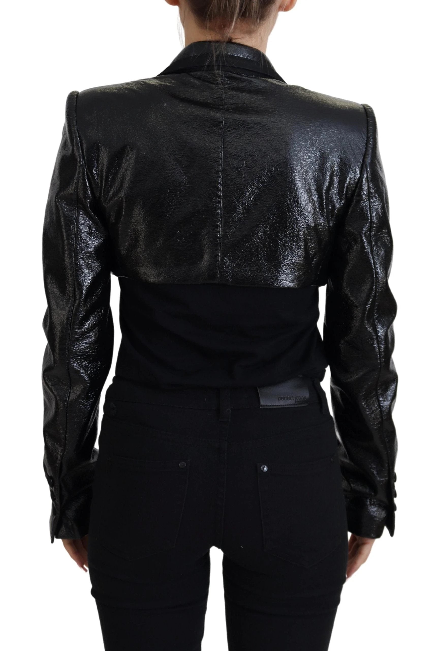 Dolce & Gabbana Black Long Sleeves Crop Blazer Cotton Jacket by Dolce & Gabbana