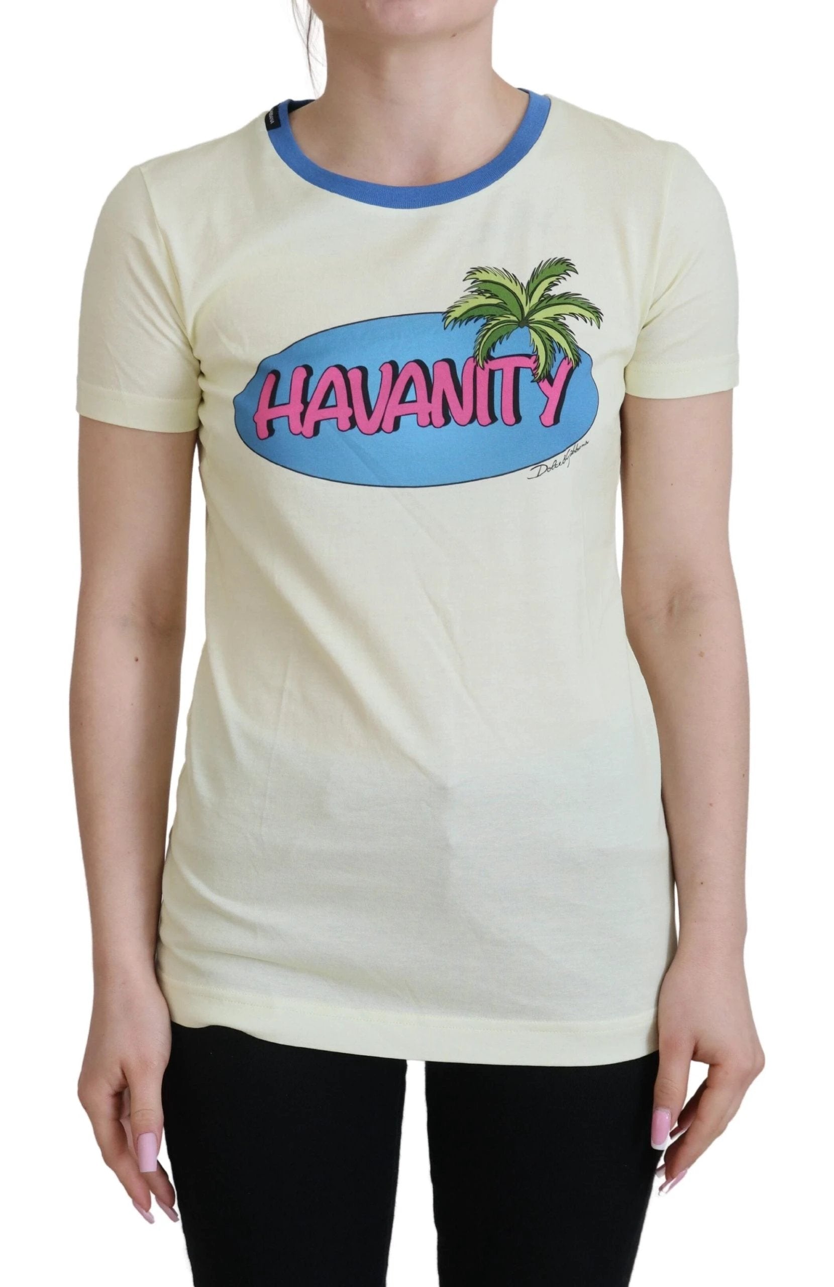 Dolce & Gabbana Yellow Havanity Round Neck Tee Cotton T-shirt by Dolce & Gabbana