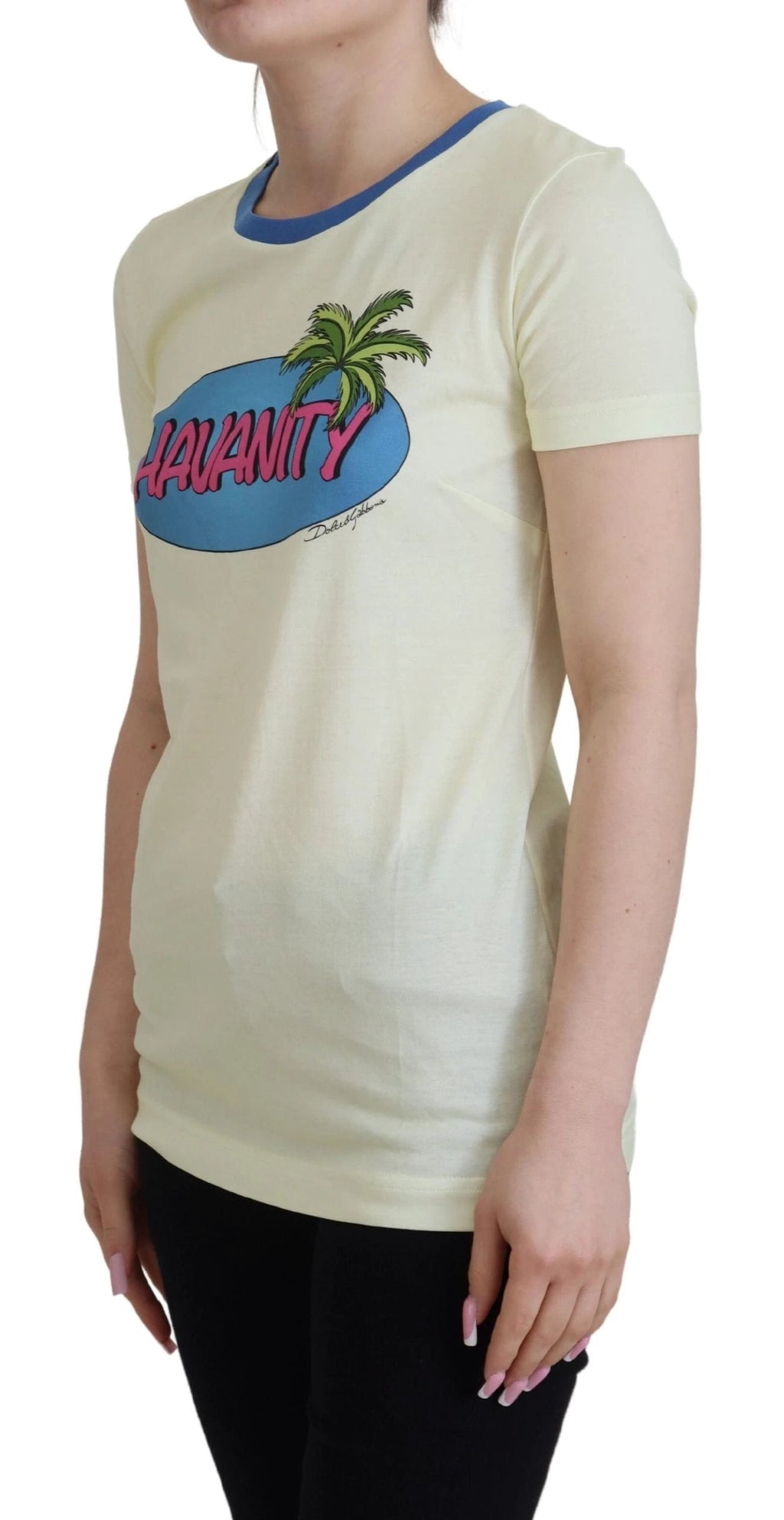 Dolce & Gabbana Yellow Havanity Round Neck Tee Cotton T-shirt by Dolce & Gabbana