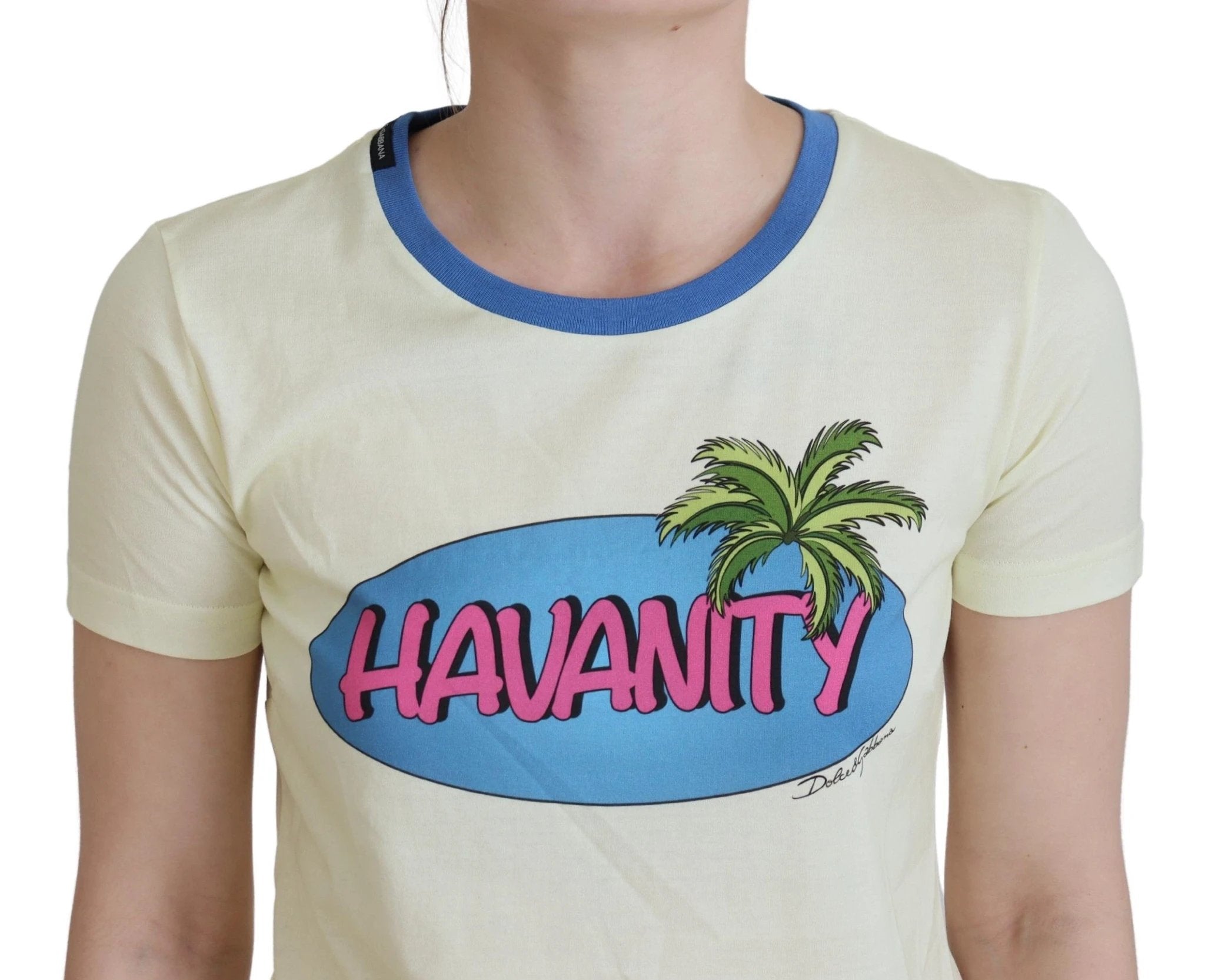 Dolce & Gabbana Yellow Havanity Round Neck Tee Cotton T-shirt by Dolce & Gabbana