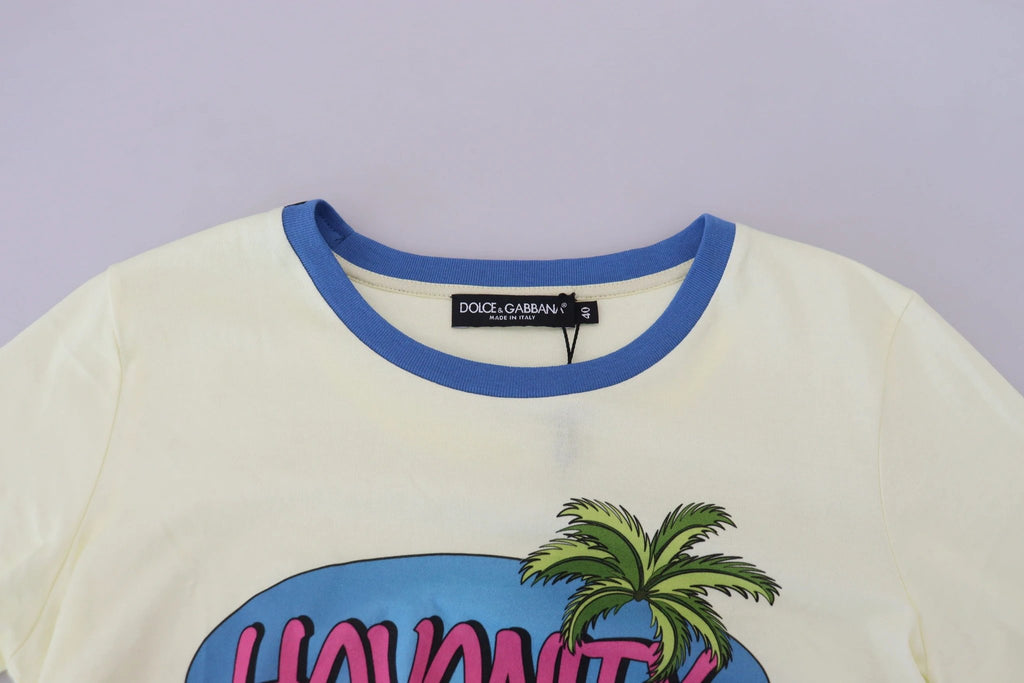 Dolce & Gabbana Yellow Havanity Round Neck Tee Cotton T-shirt by Dolce & Gabbana