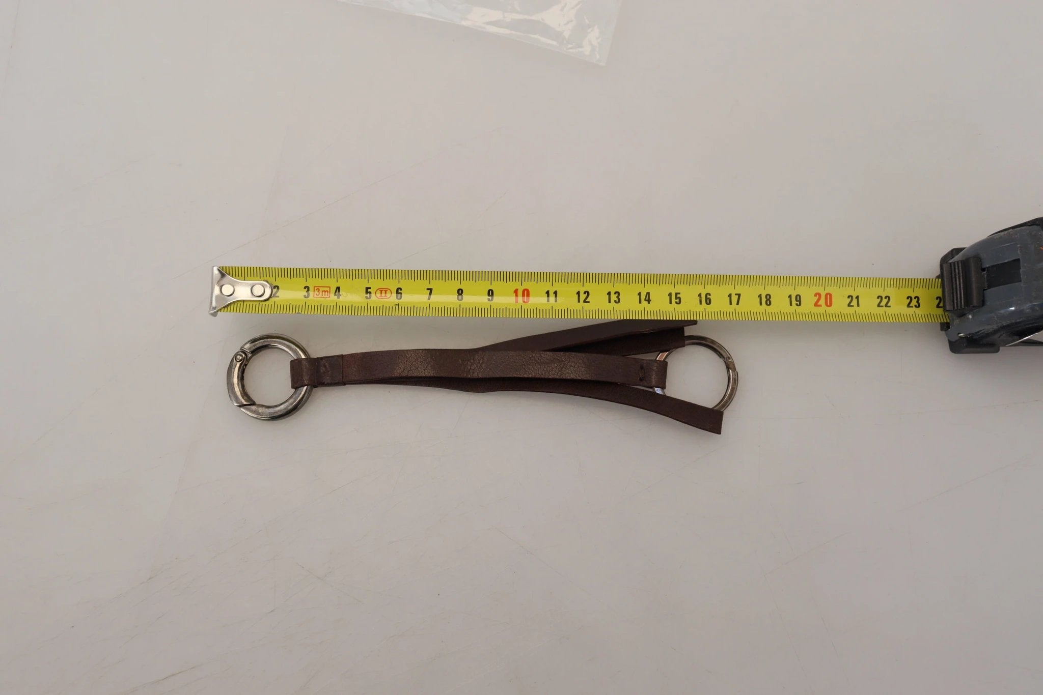 Costume National Brown Leather Silver Tone Metal Keyring Keychain by Costume National