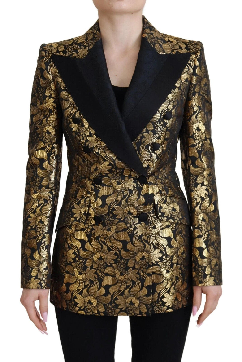 Dolce & Gabbana Black Gold Jacquard Coat Blazer Jacket by Dolce & Gabbana