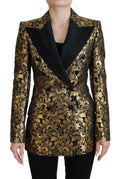 Dolce & Gabbana Black Gold Jacquard Coat Blazer Jacket by Dolce & Gabbana