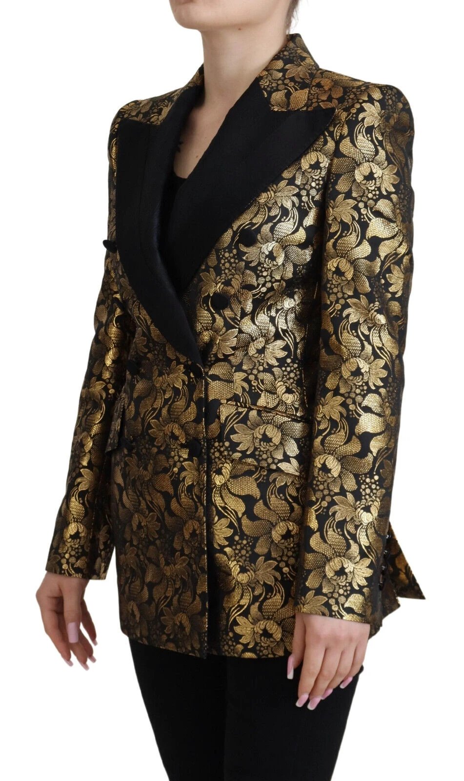 Dolce & Gabbana Black Gold Jacquard Coat Blazer Jacket by Dolce & Gabbana