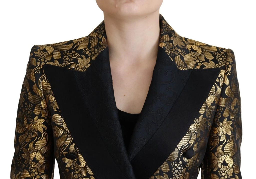 Dolce & Gabbana Black Gold Jacquard Coat Blazer Jacket by Dolce & Gabbana