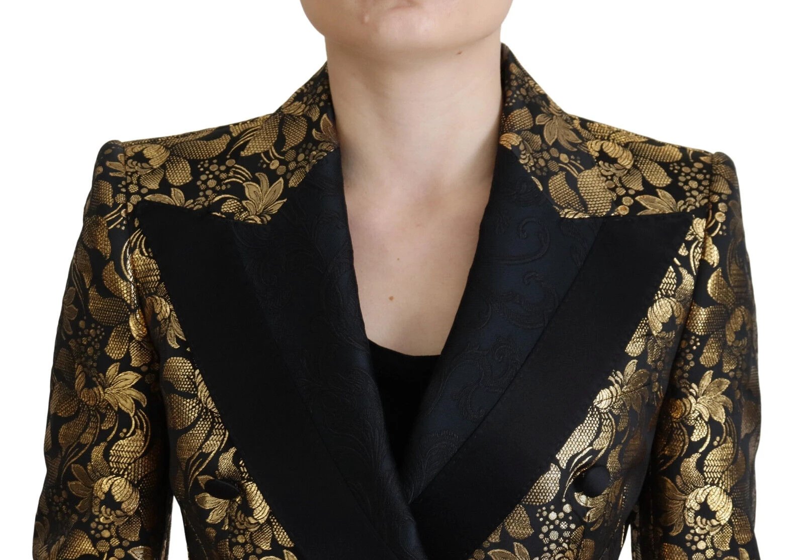 Dolce & Gabbana Black Gold Jacquard Coat Blazer Jacket by Dolce & Gabbana