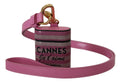 Dolce & Gabbana Pink Black Leather Strap Gold Metal Logo Airpods Case by Dolce & Gabbana