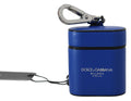 Dolce & Gabbana Blue Leather Silver Metal Logo Airpods Case by Dolce & Gabbana
