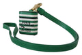 Dolce & Gabbana Green Leather Strap Gold Metal Logo Airpods Case by Dolce & Gabbana
