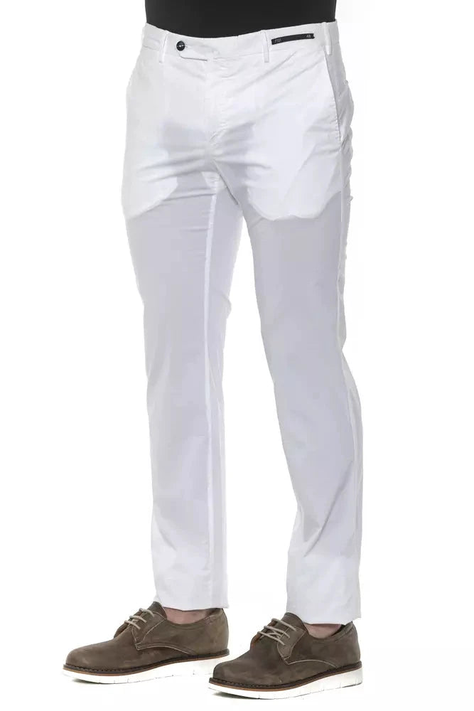 Men’s White Slim Fit Trousers – PT Torino Cotton Stretch Tailored Pants