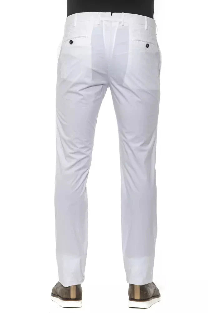 Men’s White Slim Fit Trousers – PT Torino Cotton Stretch Tailored Pants