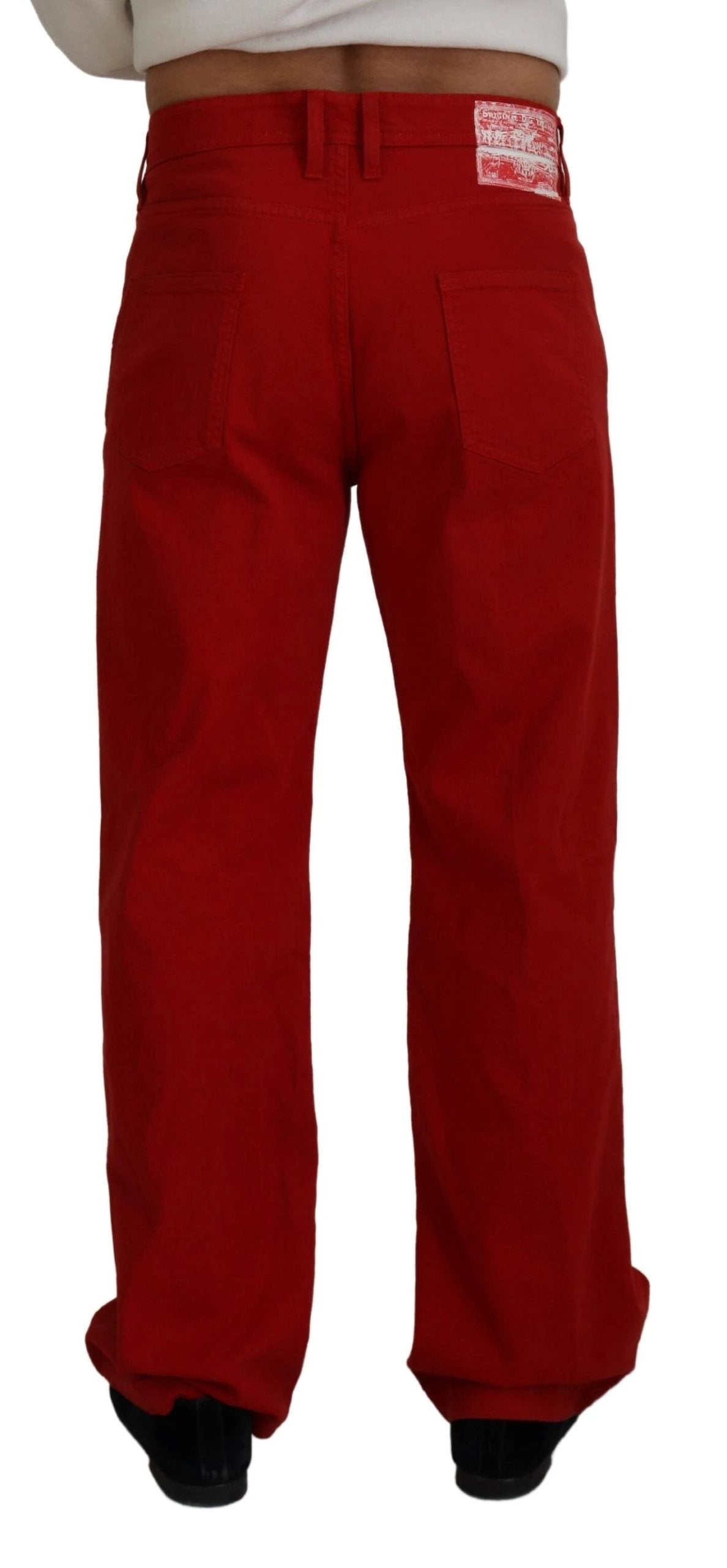Dolce & Gabbana Red Cotton Straight Fit Men Denim Jeans by Dolce & Gabbana