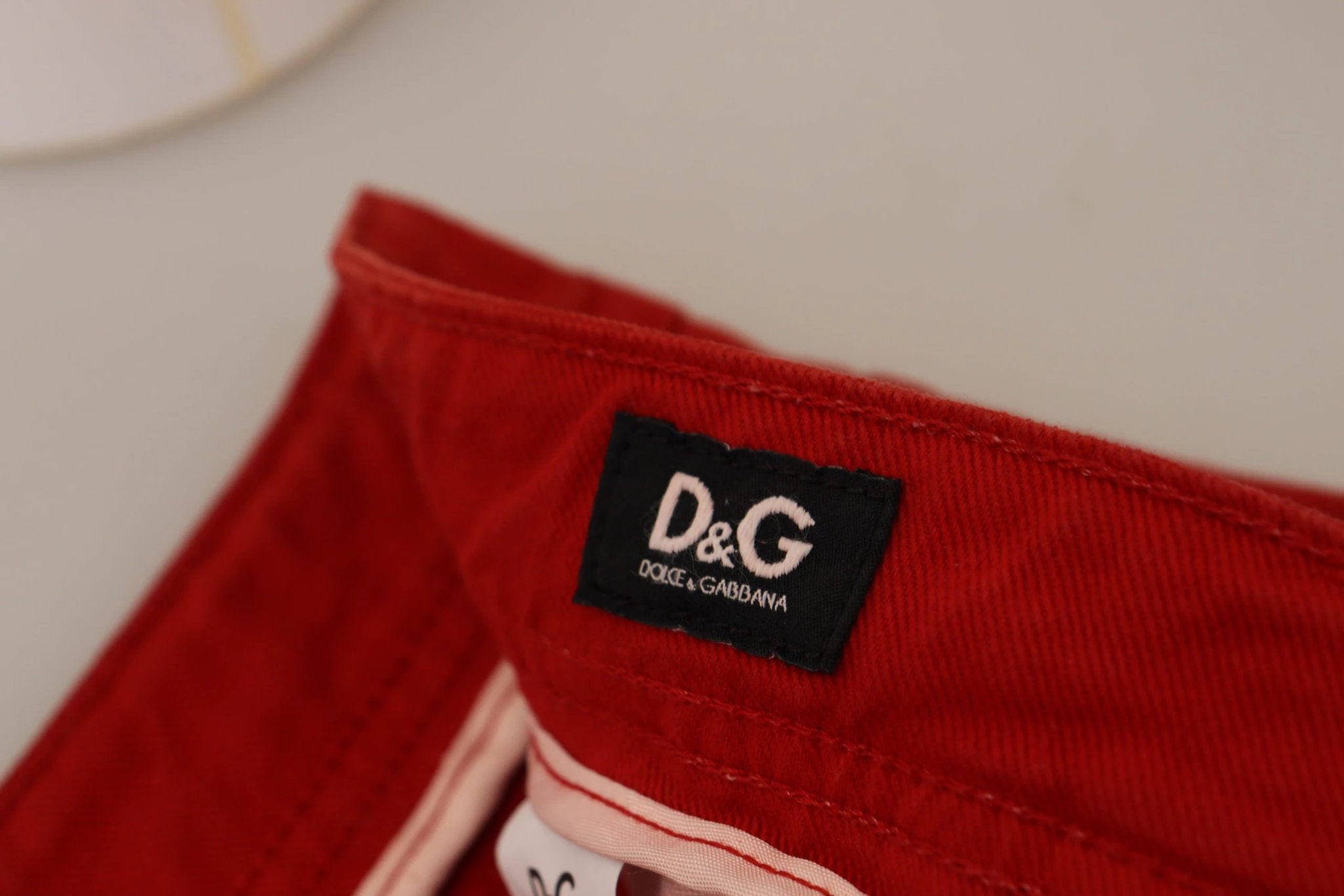 Dolce & Gabbana Red Cotton Straight Fit Men Denim Jeans by Dolce & Gabbana
