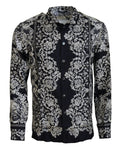 Dolce & Gabbana Blue Silk Floral Baroque Satin Casual Shirt by Dolce & Gabbana