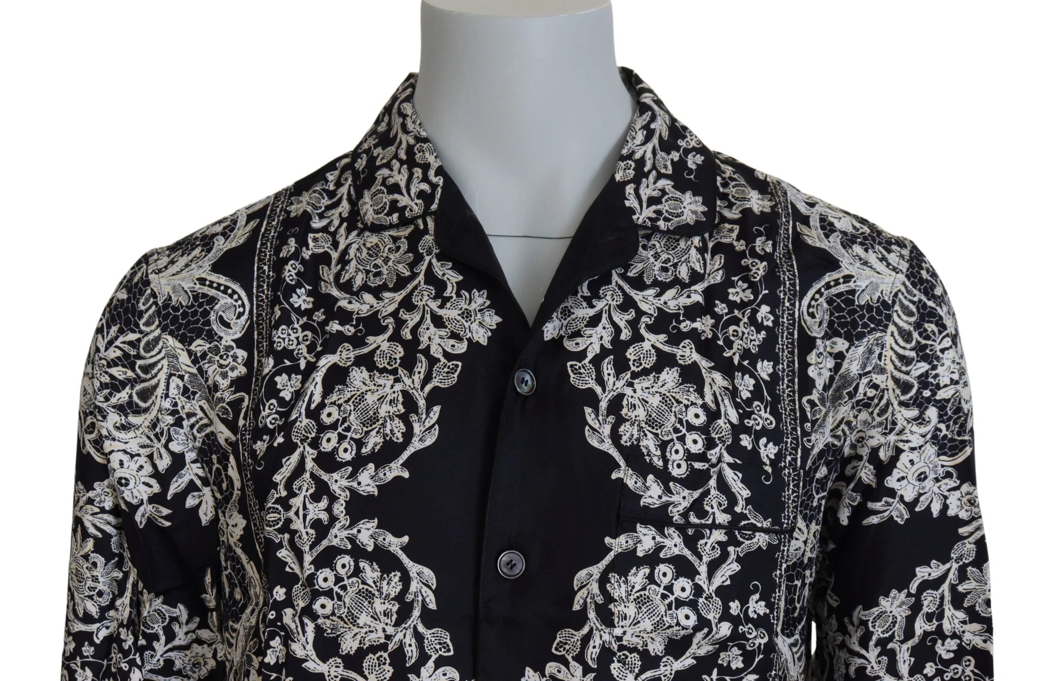 Dolce & Gabbana Blue Silk Floral Baroque Satin Casual Shirt by Dolce & Gabbana