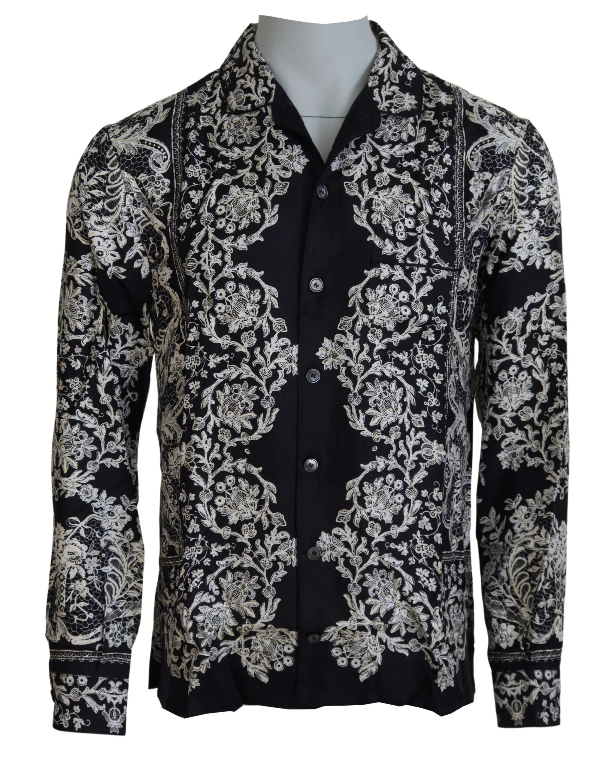 Dolce & Gabbana Blue Silk Floral Baroque Satin Casual Shirt by Dolce & Gabbana