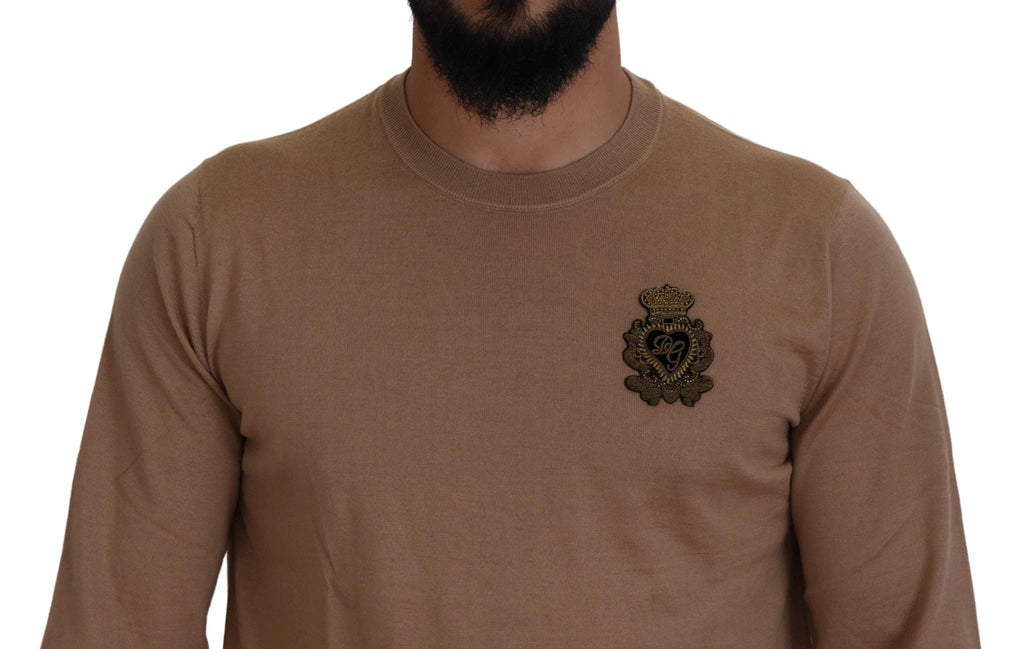 Dolce & Gabbana Beige Cashmere Crown Logo Pullover Sweater by Dolce & Gabbana