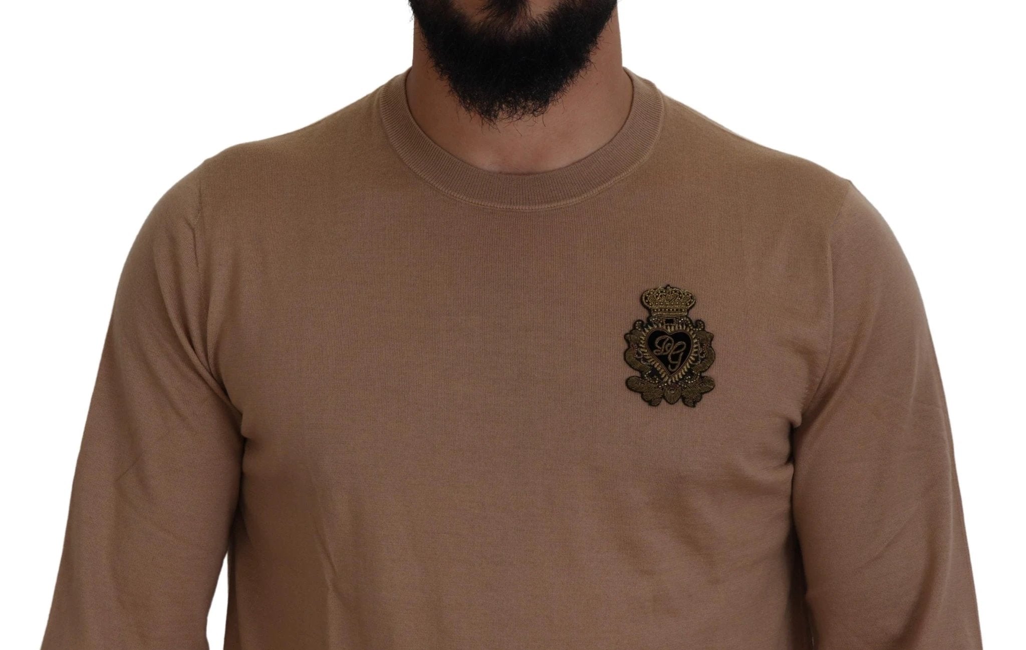 Dolce & Gabbana Beige Cashmere Crown Logo Pullover Sweater by Dolce & Gabbana