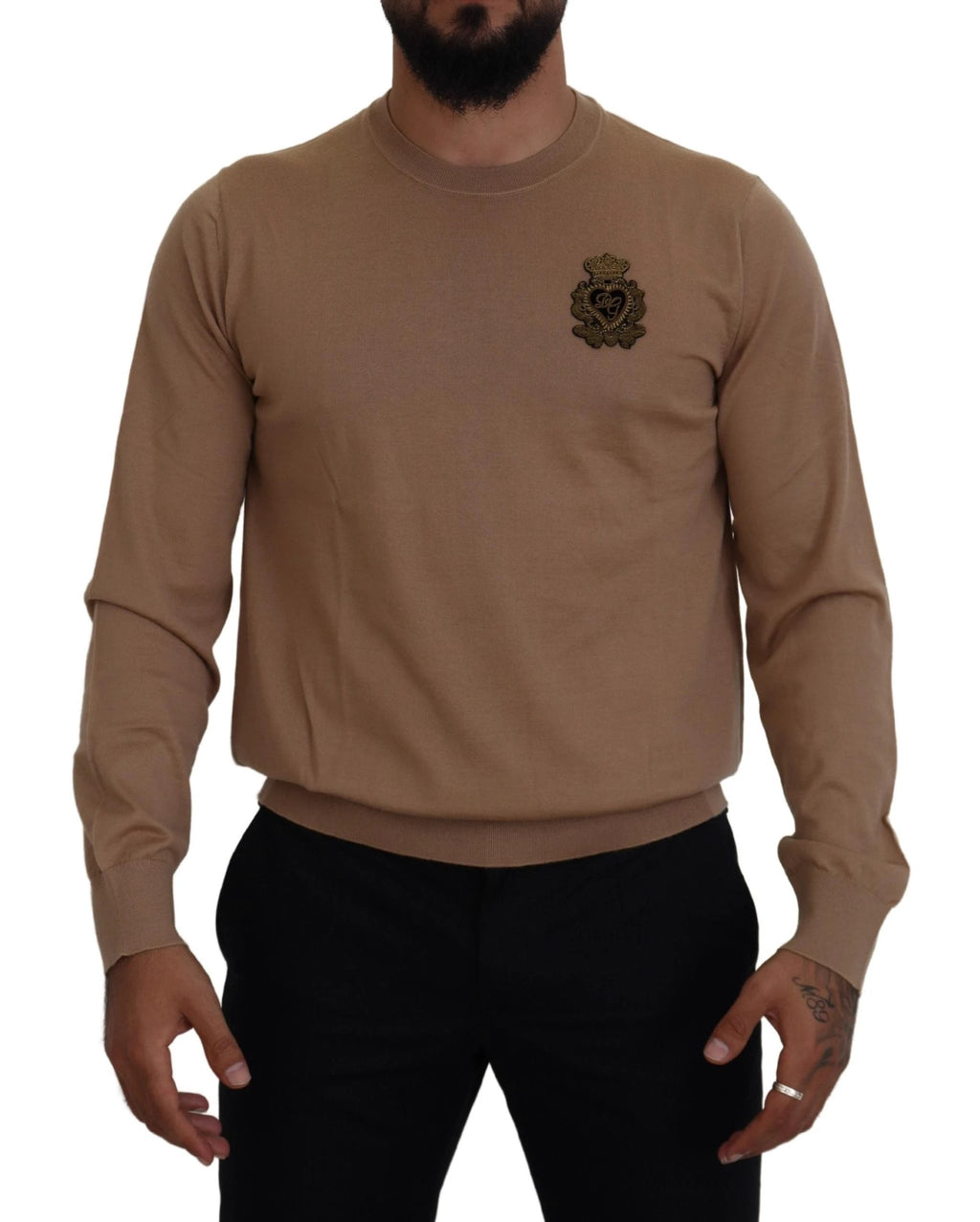 Dolce & Gabbana Beige Cashmere Crown Logo Pullover Sweater by Dolce & Gabbana