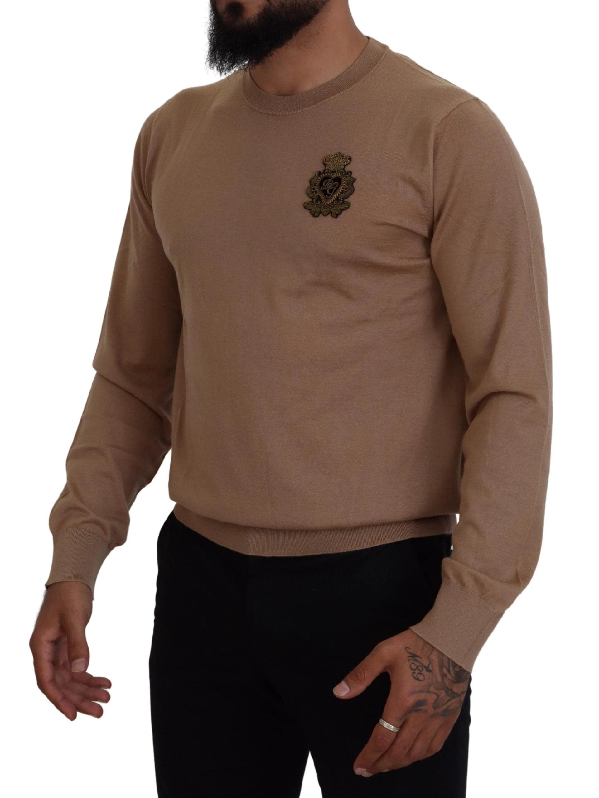 Dolce & Gabbana Beige Cashmere Crown Logo Pullover Sweater by Dolce & Gabbana
