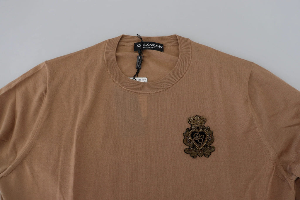 Dolce & Gabbana Beige Cashmere Crown Logo Pullover Sweater by Dolce & Gabbana