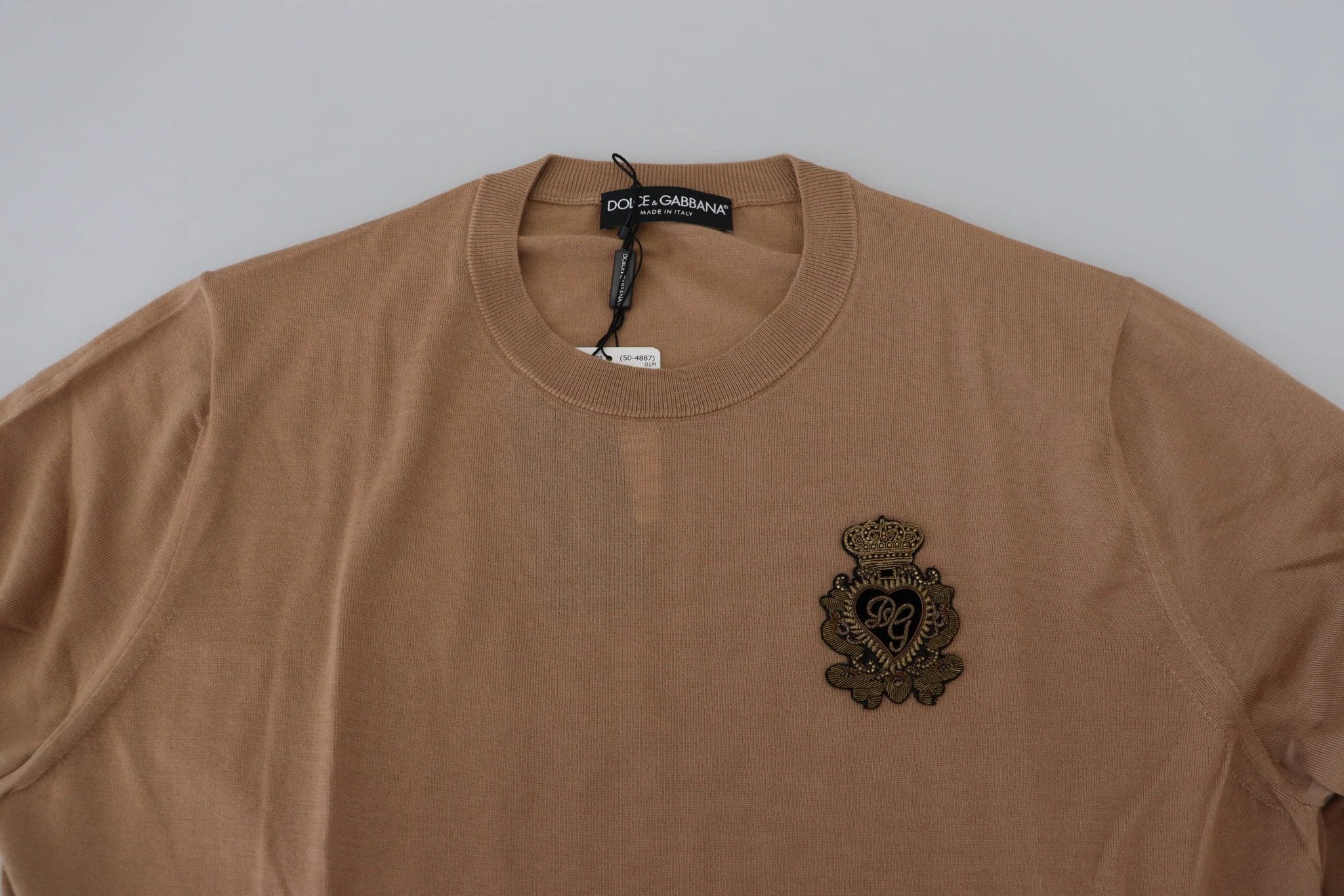 Dolce & Gabbana Beige Cashmere Crown Logo Pullover Sweater by Dolce & Gabbana