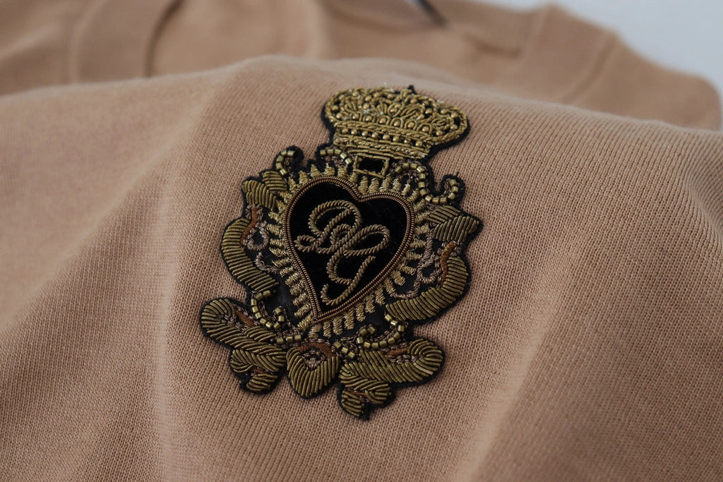 Dolce & Gabbana Beige Cashmere Crown Logo Pullover Sweater by Dolce & Gabbana