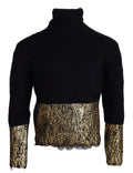 Dolce & Gabbana Black Gold Turtleneck Mohair Pullover Mens Sweater by Dolce & Gabbana