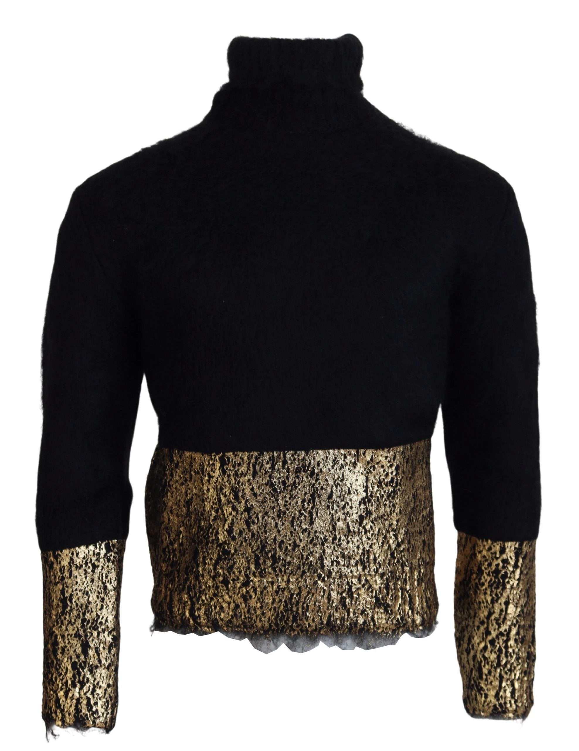 Dolce & Gabbana Black Gold Turtleneck Mohair Pullover Mens Sweater by Dolce & Gabbana