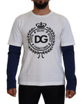 Dolce & Gabbana White Blue DG Crown Pullover Sweater by Dolce & Gabbana
