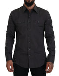 Dolce & Gabbana Gray SICILIA Slim Fit Stretch Dress Shirt by Dolce & Gabbana