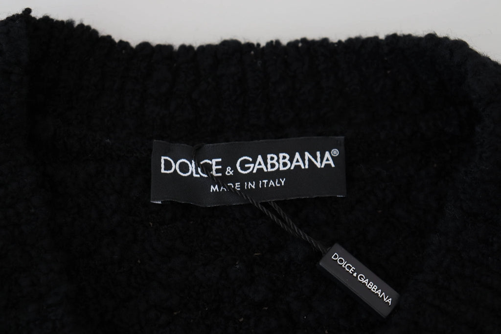Dolce & Gabbana Black Wool V-neck Knitted Pullover Sweater by Dolce & Gabbana