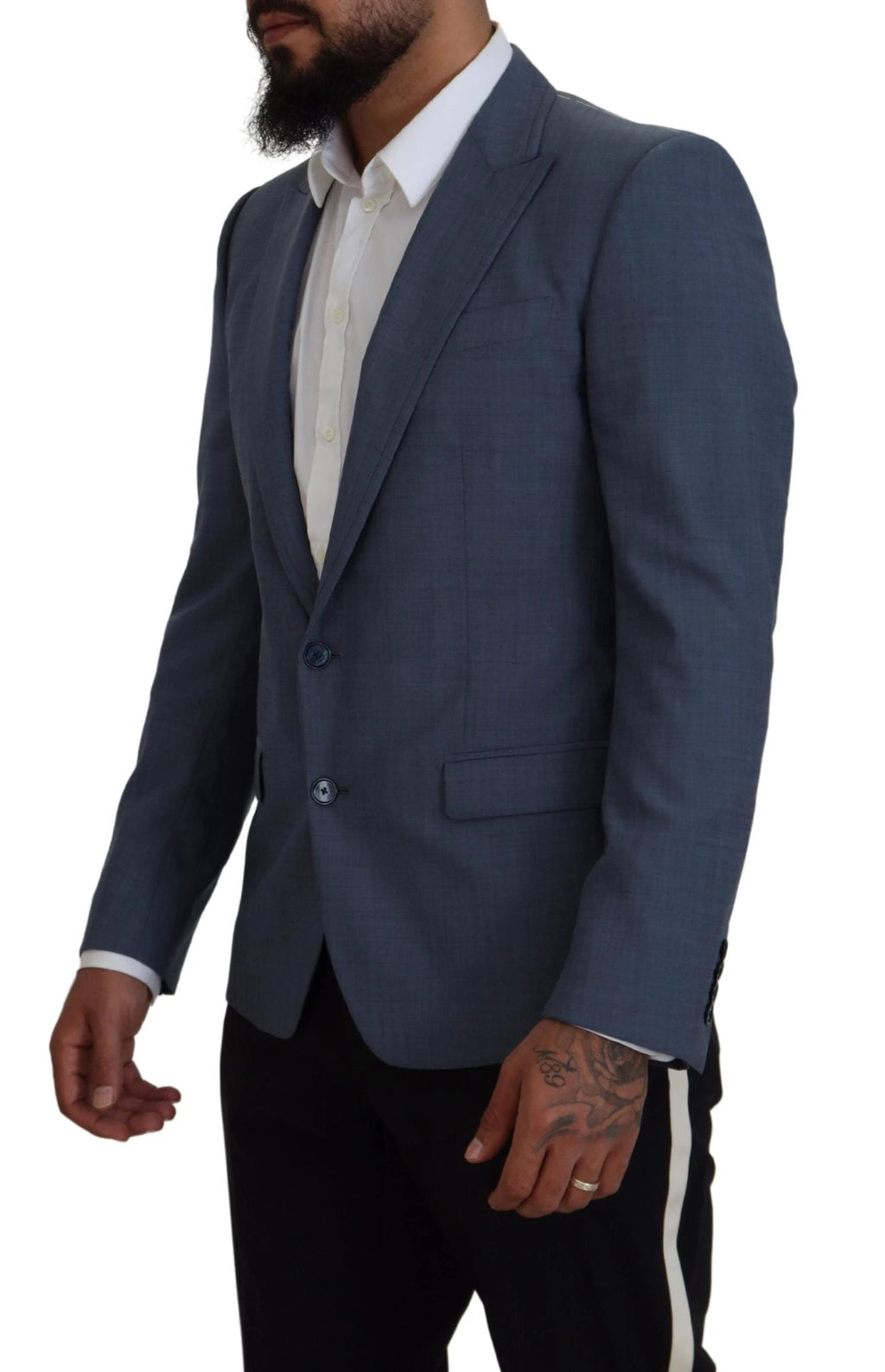 Dolce & Gabbana Blue Wool Stretch Slim Fit Jacket Blazer by Dolce & Gabbana