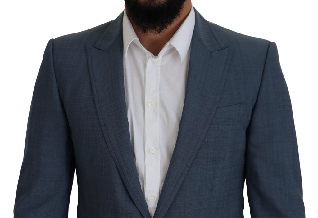 Dolce & Gabbana Blue Wool Stretch Slim Fit Jacket Blazer by Dolce & Gabbana