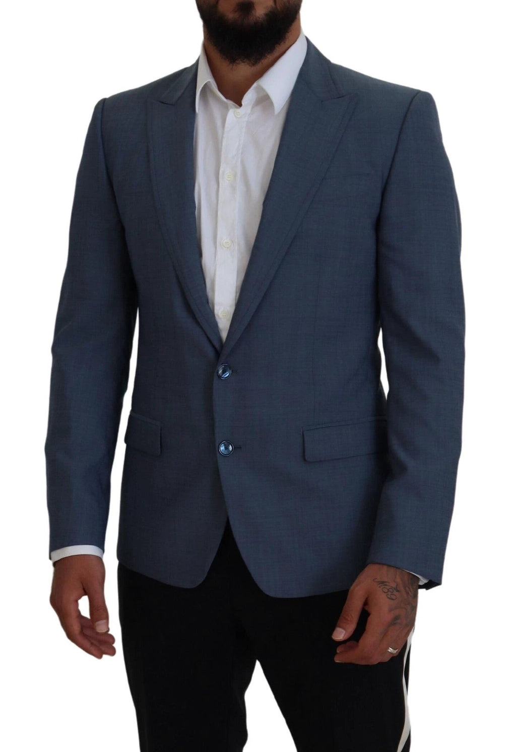 Dolce & Gabbana Blue Wool Stretch Slim Fit Jacket Blazer by Dolce & Gabbana