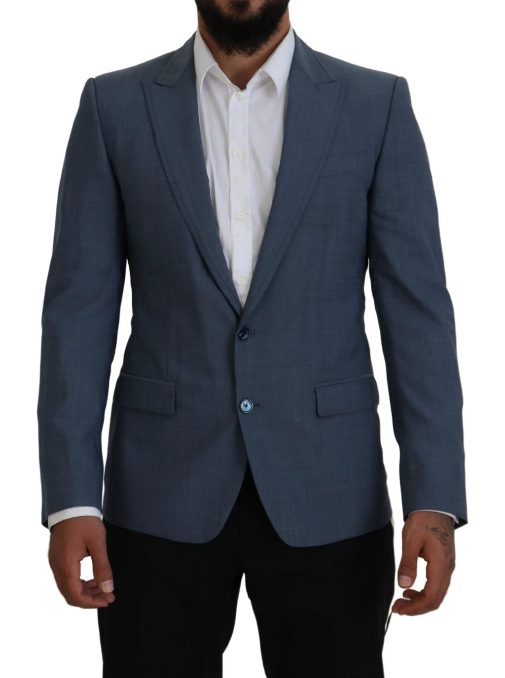 Dolce & Gabbana Blue Wool Stretch Slim Fit Jacket Blazer by Dolce & Gabbana