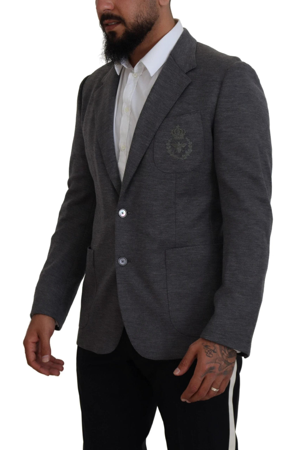 Dolce & Gabbana Gray Wool Stretch Slim Fit Jacket Blazer by Dolce & Gabbana