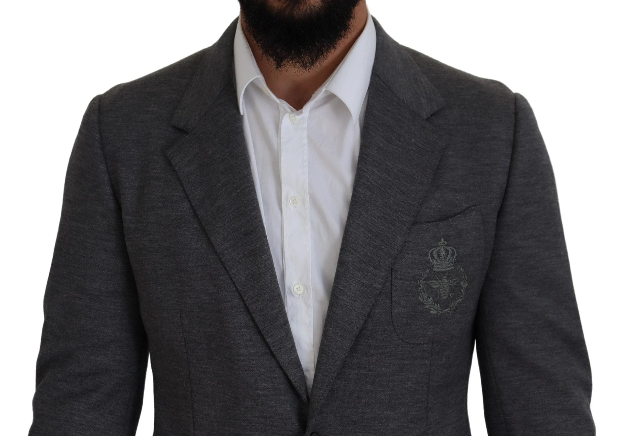 Dolce & Gabbana Gray Wool Stretch Slim Fit Jacket Blazer by Dolce & Gabbana