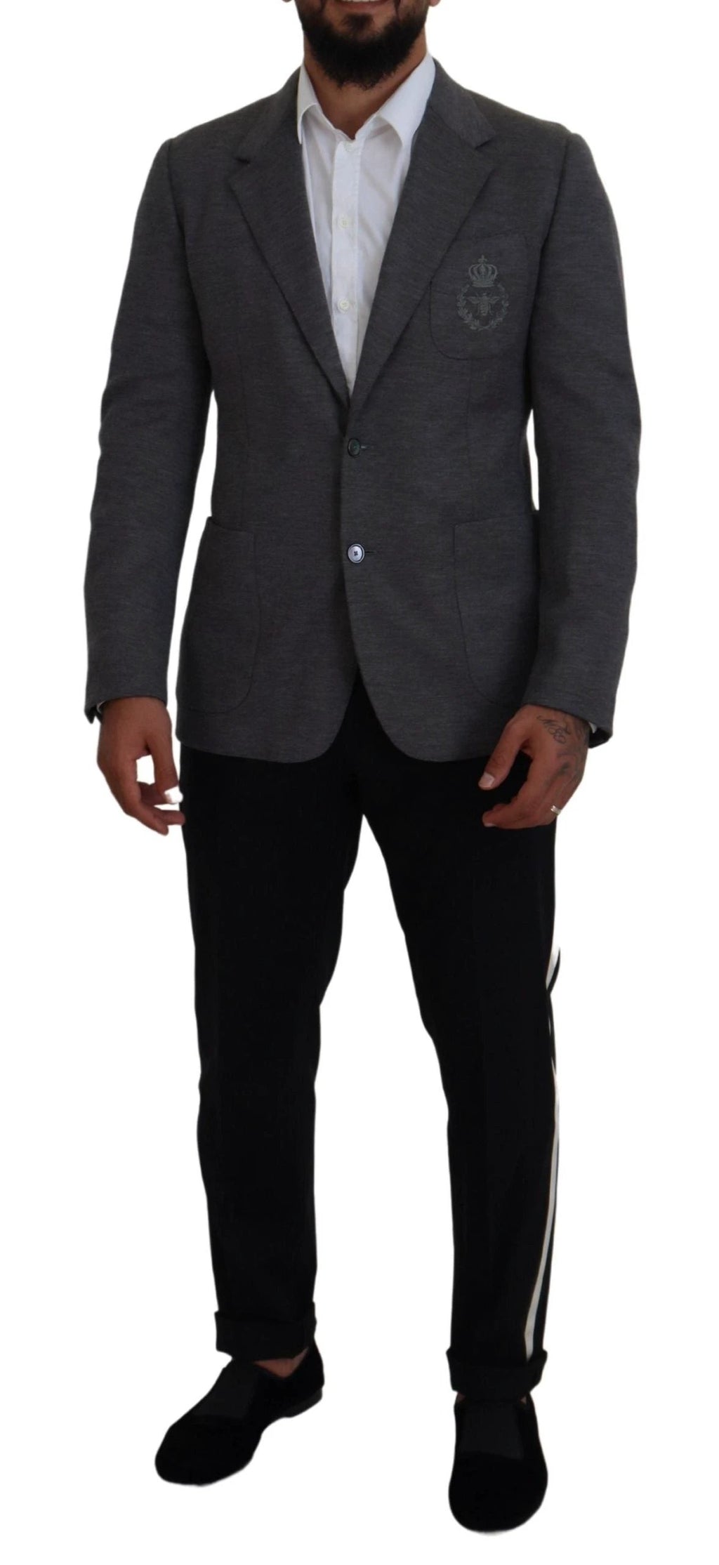 Dolce & Gabbana Gray Wool Stretch Slim Fit Jacket Blazer by Dolce & Gabbana