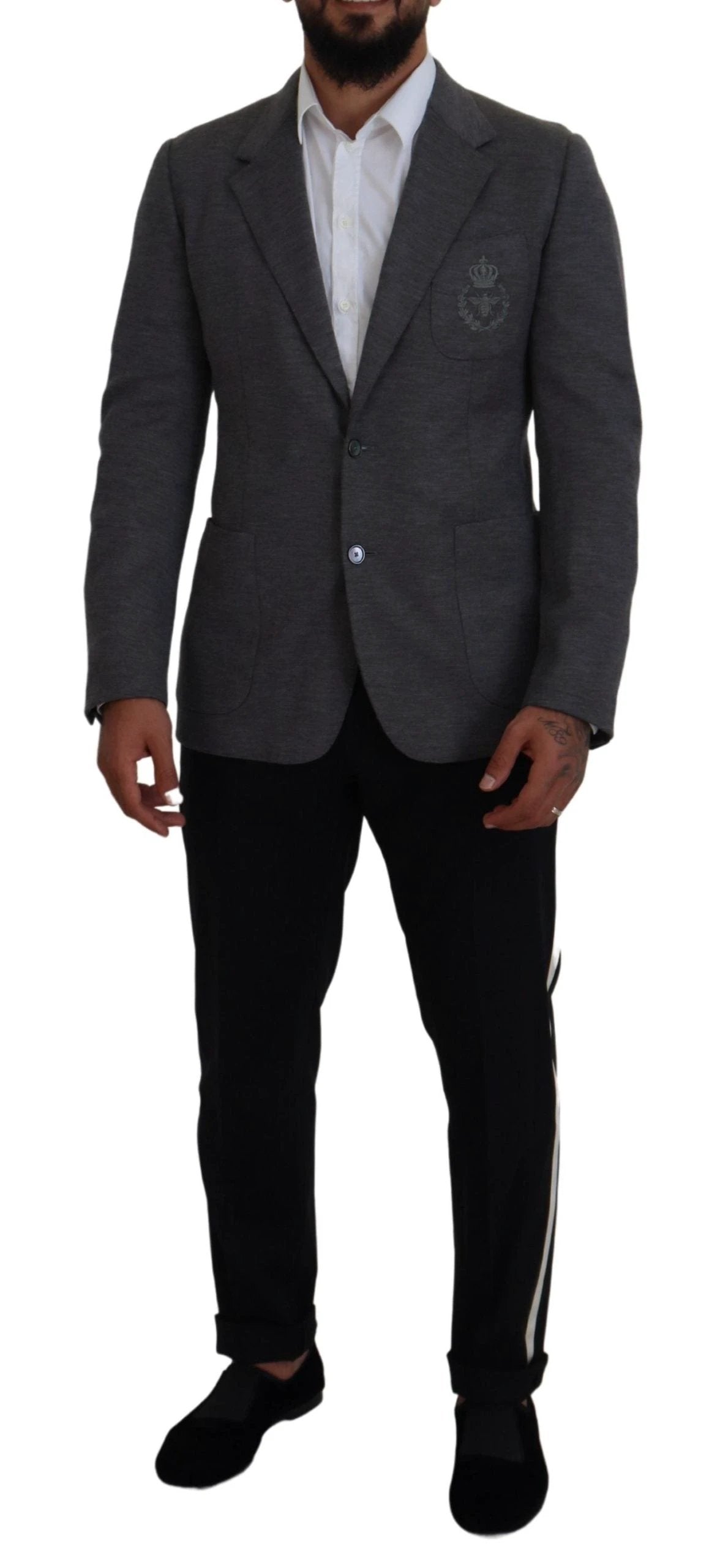 Dolce & Gabbana Gray Wool Stretch Slim Fit Jacket Blazer by Dolce & Gabbana