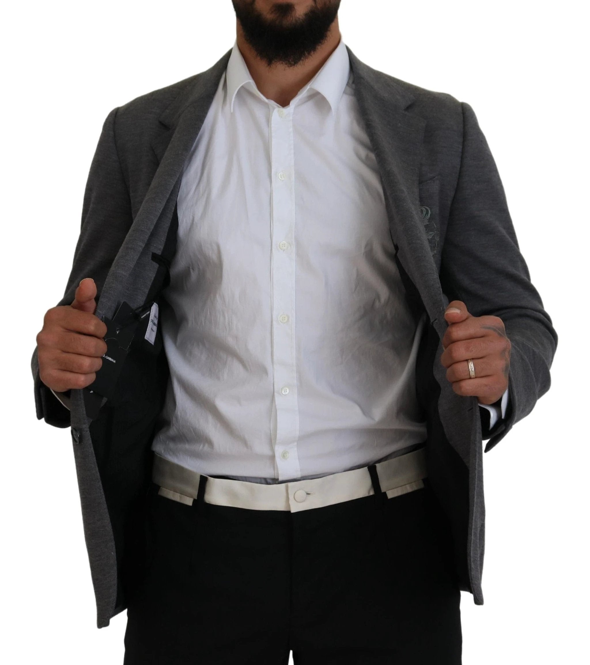 Dolce & Gabbana Gray Wool Stretch Slim Fit Jacket Blazer by Dolce & Gabbana