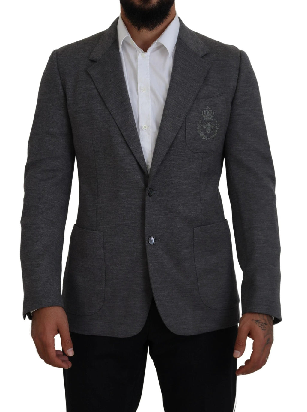 Dolce & Gabbana Gray Wool Stretch Slim Fit Jacket Blazer by Dolce & Gabbana