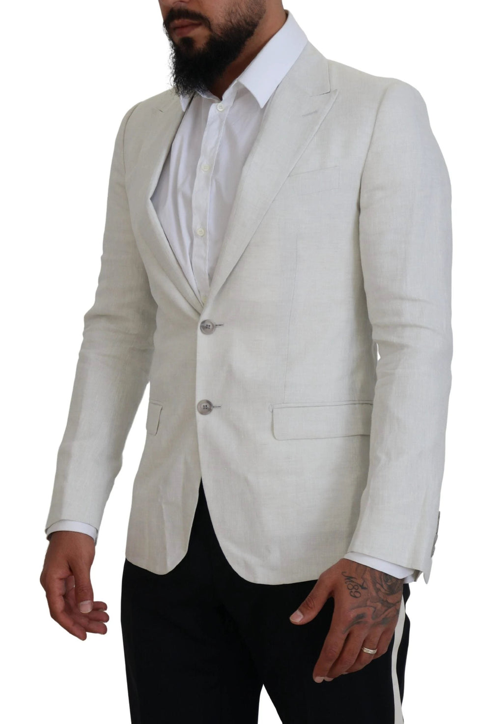Dolce & Gabbana White Linen Slim Fit Jacket Blazer by Dolce & Gabbana