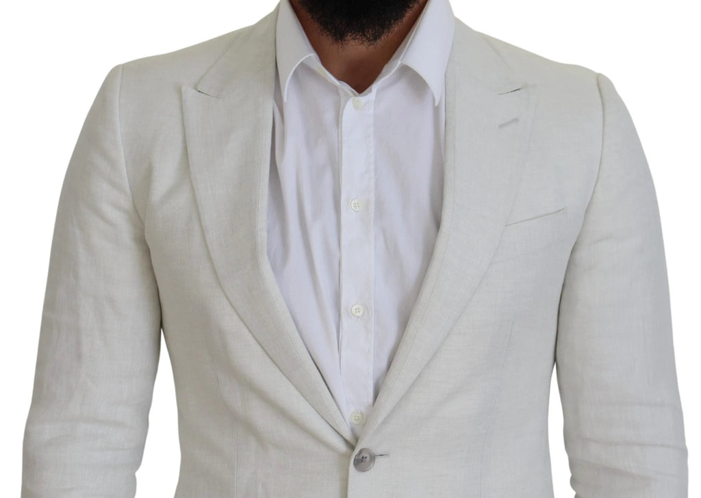 Dolce & Gabbana White Linen Slim Fit Jacket Blazer by Dolce & Gabbana