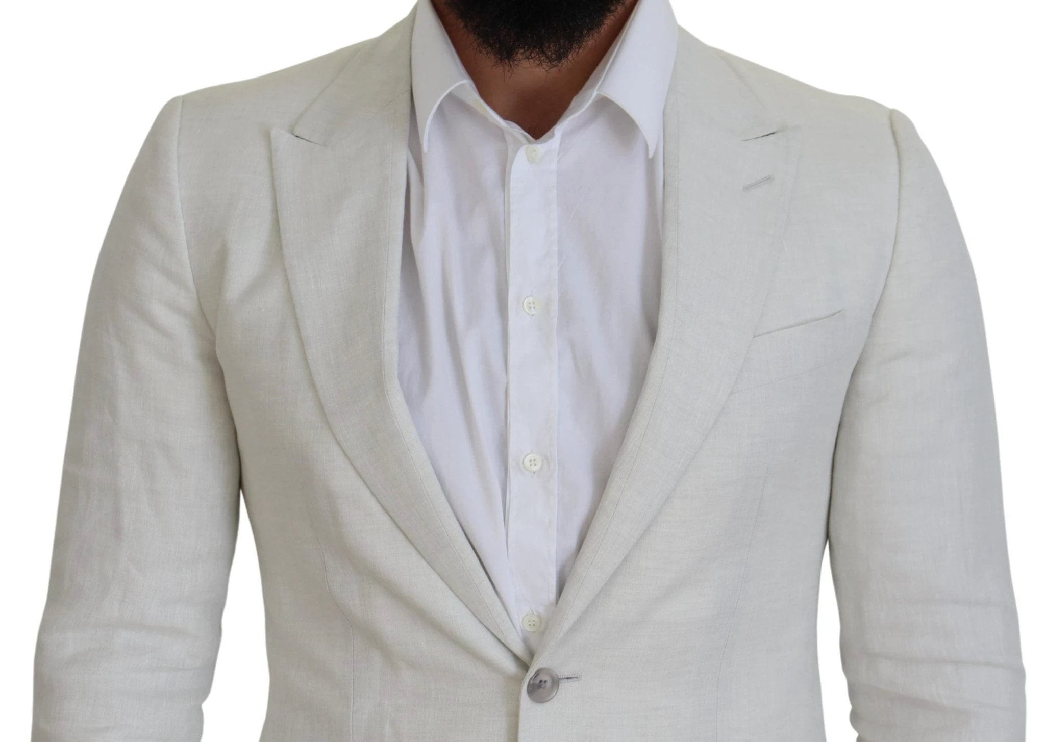 Dolce & Gabbana White Linen Slim Fit Jacket Blazer by Dolce & Gabbana